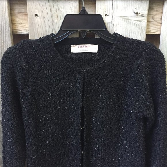Zara Knit black sequin cardigan - size S - Picture 6 of 11